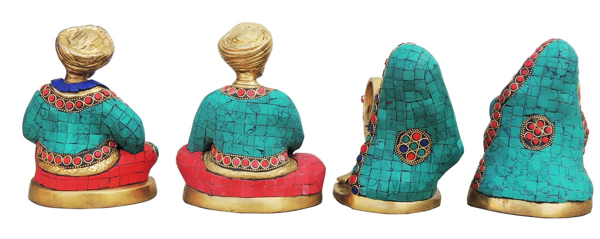 Brass Showpiece Rajasthani Musical Set Of 4 Pieces Statue - 21*5*6.3 Inch (BS189)