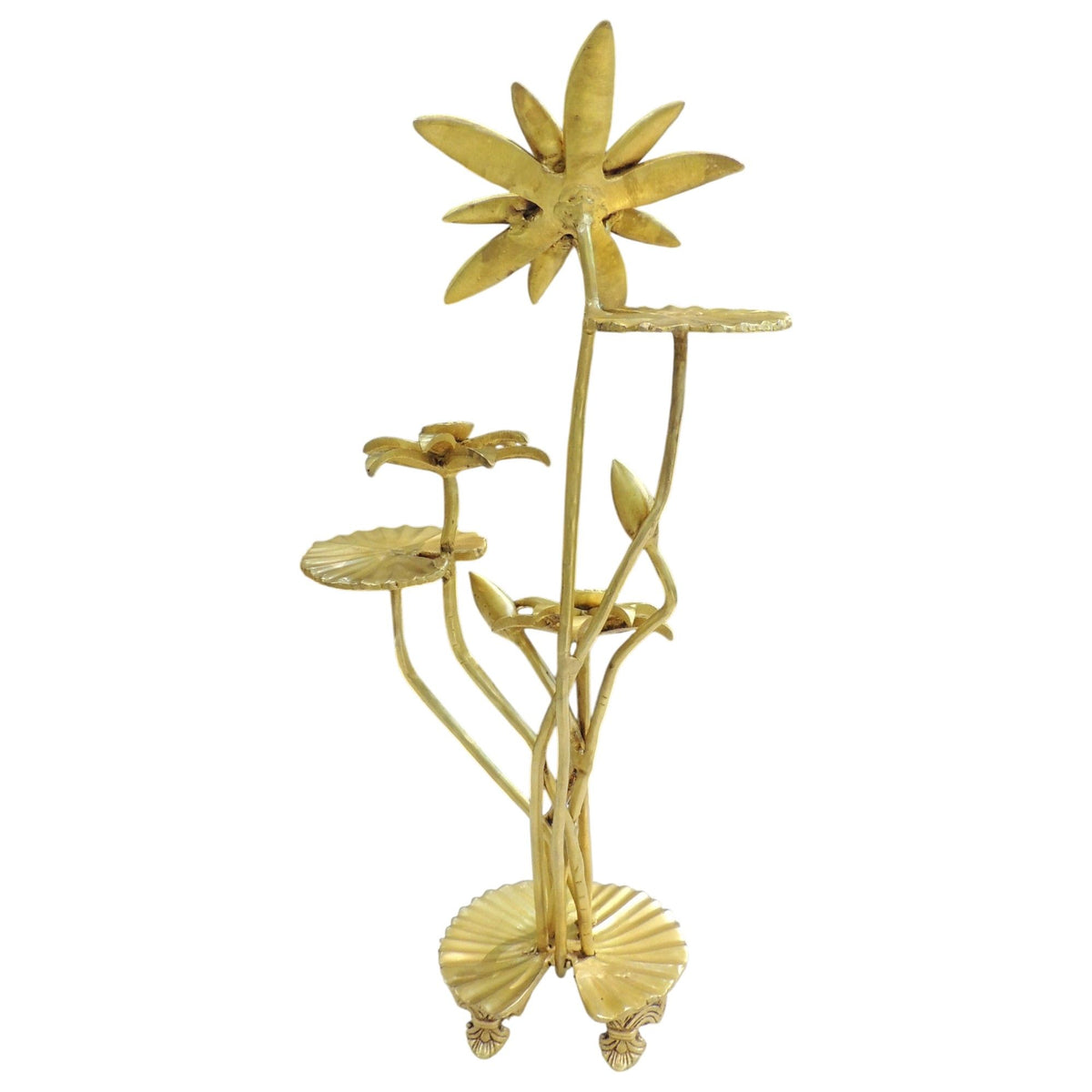 Brass Decorative Flower Showpiece - Large Statement Piece for Home Decor - 10*6*32 Inch (BS1938 C)