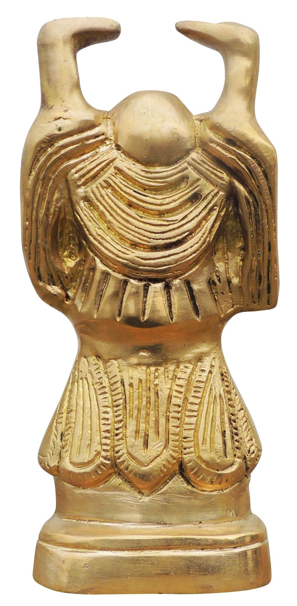 Brass Showpiece Laughing Buddha Plain Statue - 3.5*2.6*7.6 Inch (BS325 G)