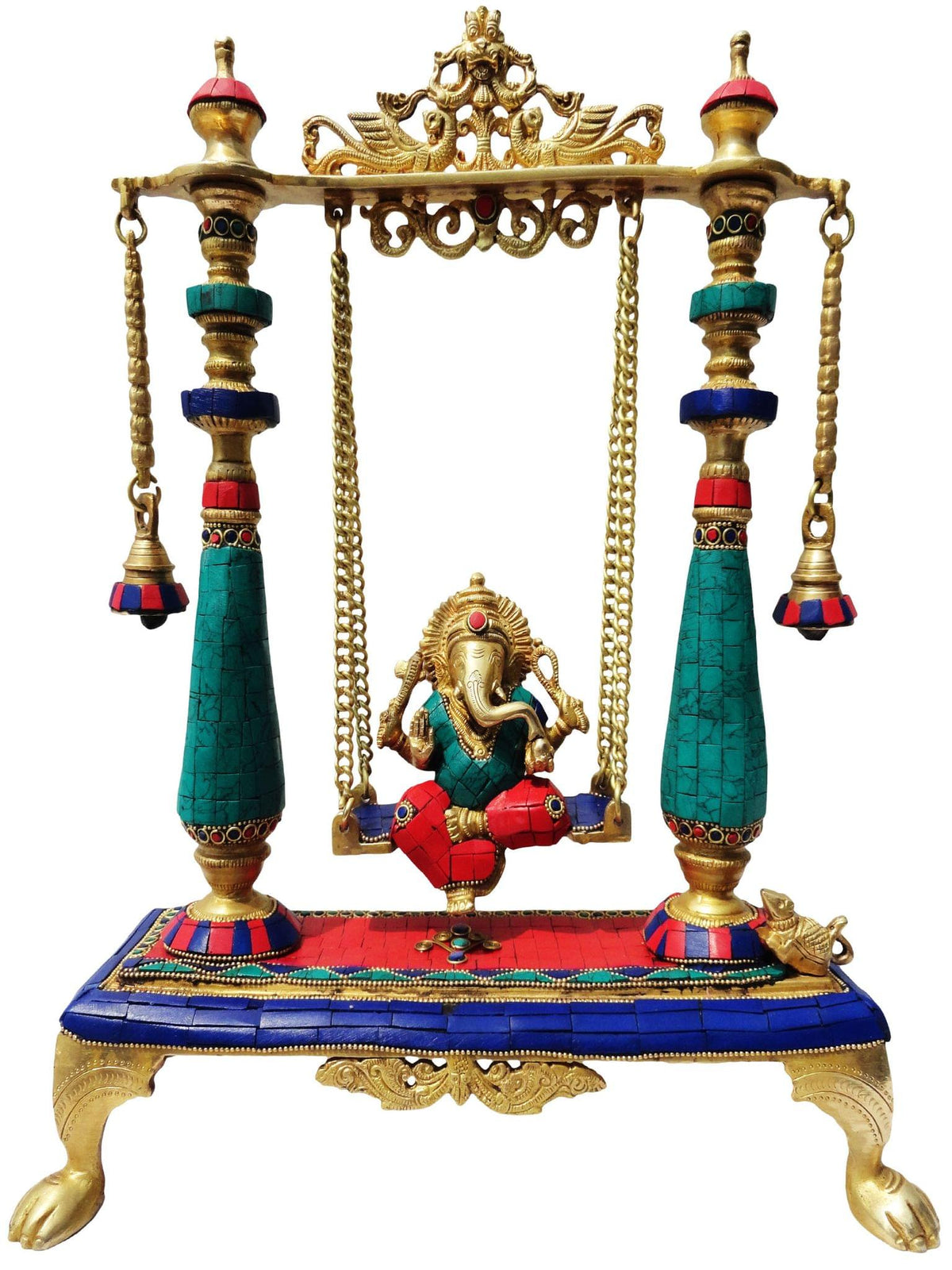 Brass Showpiece Ganesh Ji Jhula Statue - 13.5*5.5*16 Inch (BS375)