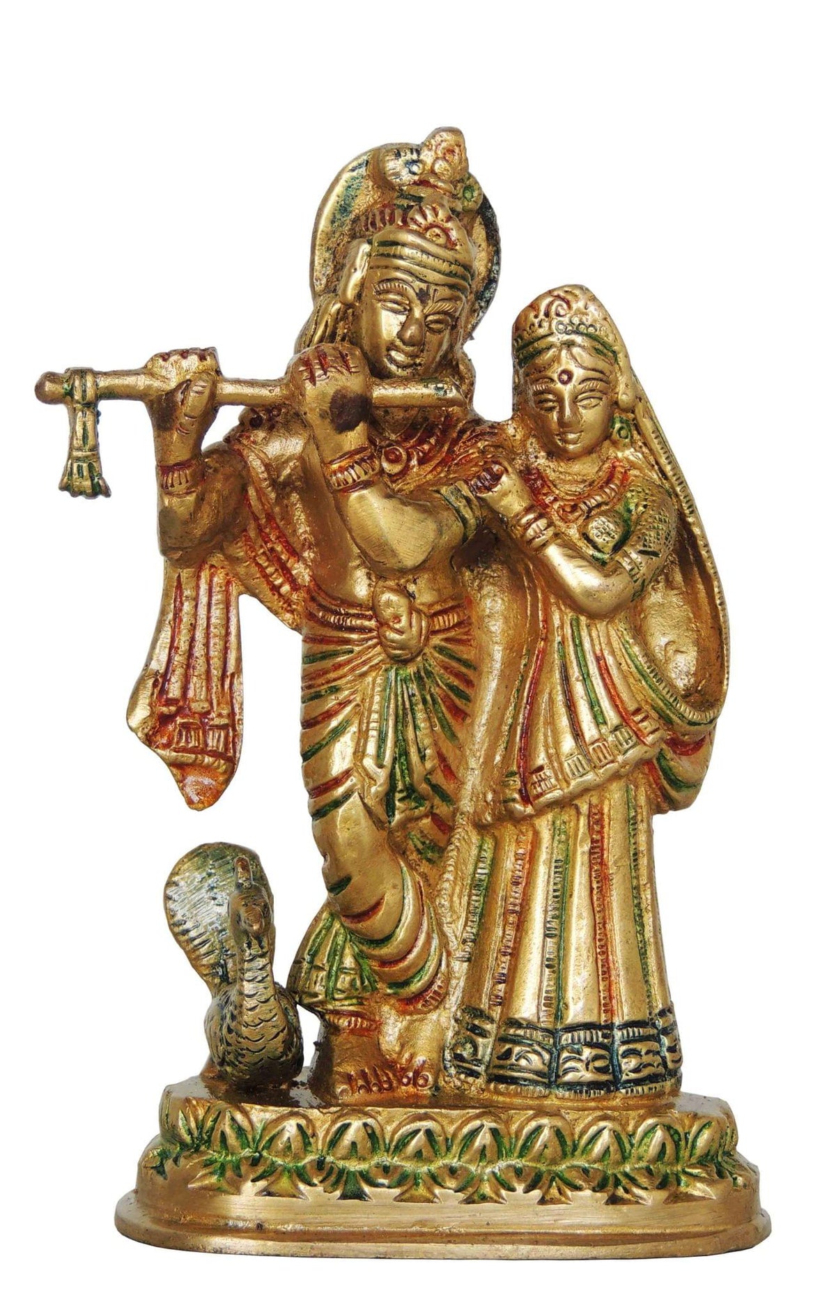 Brass Showpiece Radha Krishna same base God Idol Statue - 4*1.8*6 inch (BS399 G)