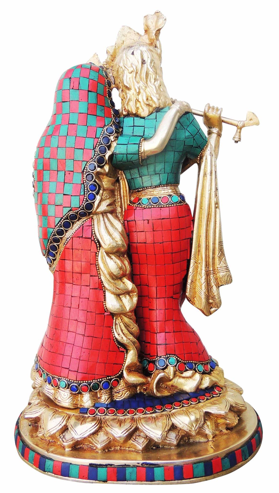 Brass Showpiece Radha Krishna God Idol Statue - 8.4*6.3*14.5 inch (BS399 N)