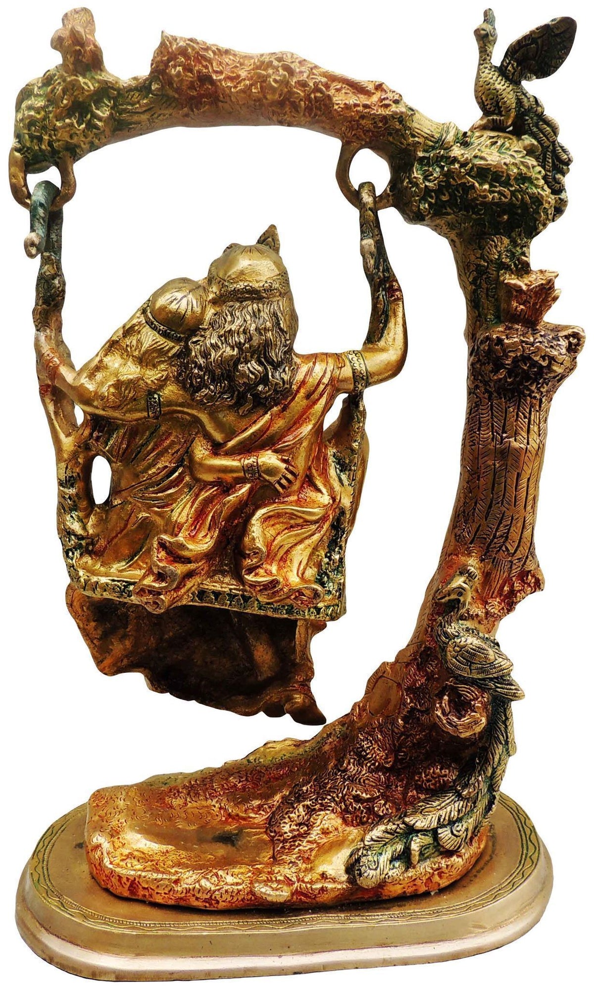Brass Showpiece Radha Krishna Jhula colour God Idol Statue - 10*6*15 inch (BS403)