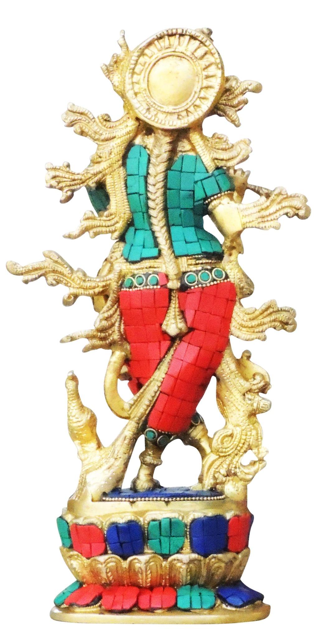 Brass Krishna Stone idol-3.5*4.5*12 (BS432)
