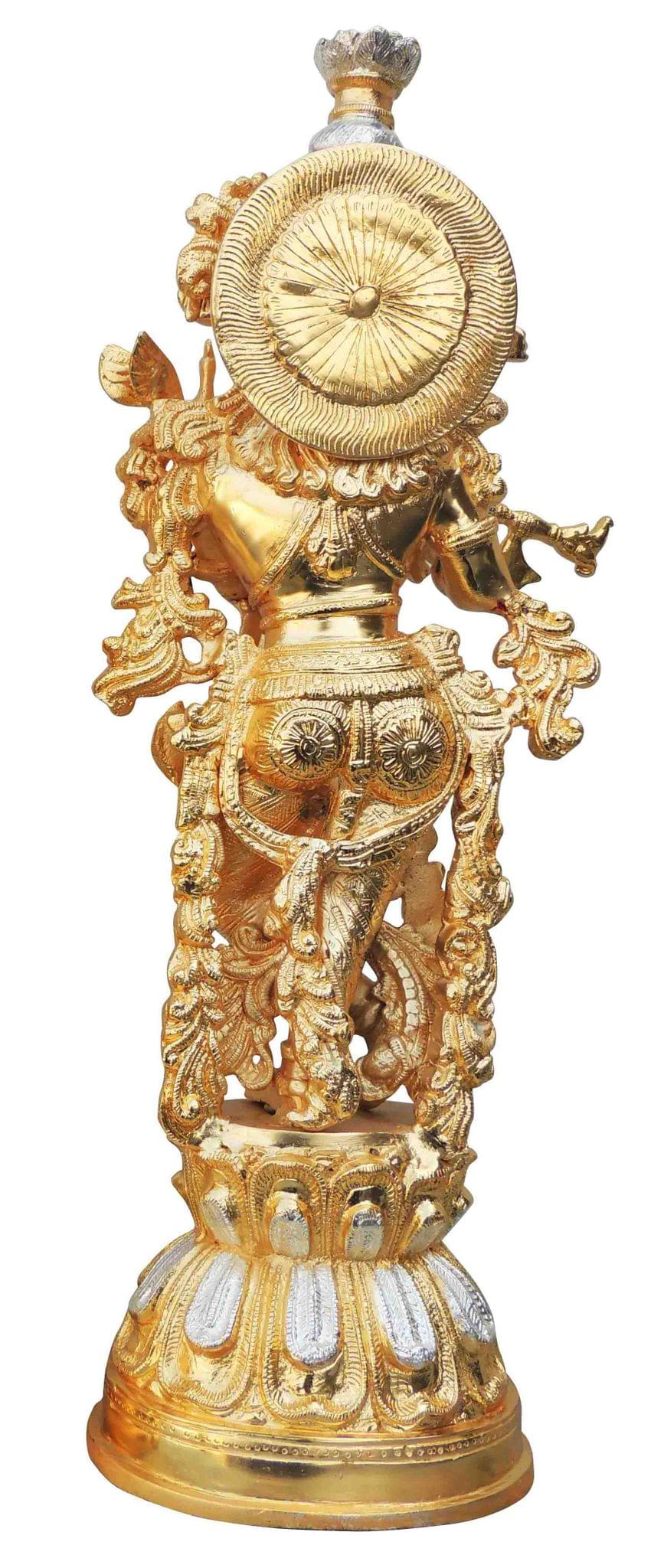 Brass Showpiece Krishna In Two Tone Finish Statue - 8*5.3*21.2 Inch (BS473 A)