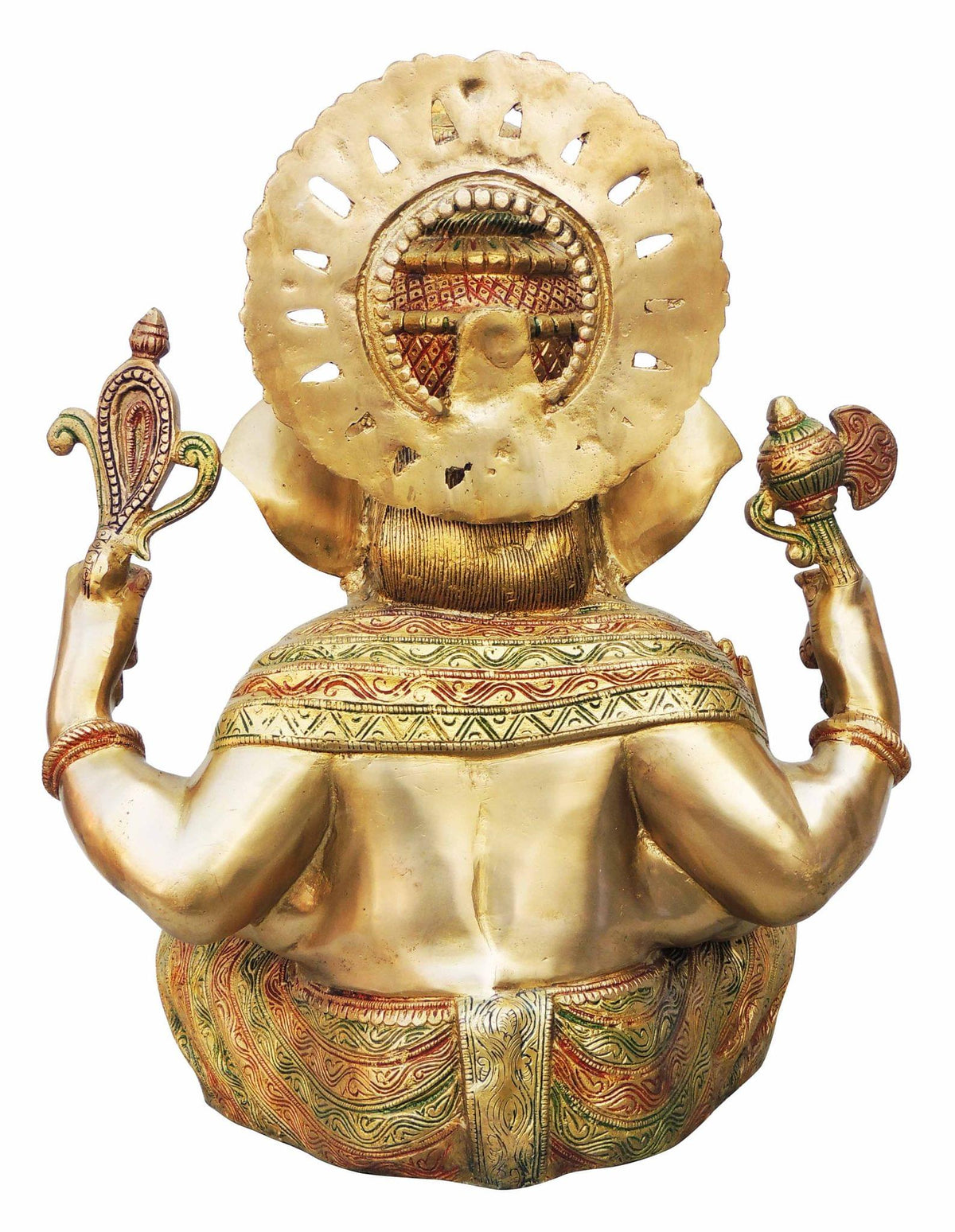 Brass Showpiece Ganesh Ji Colour God Idol Statue - 14*9.5*18 inch (BS492 A)