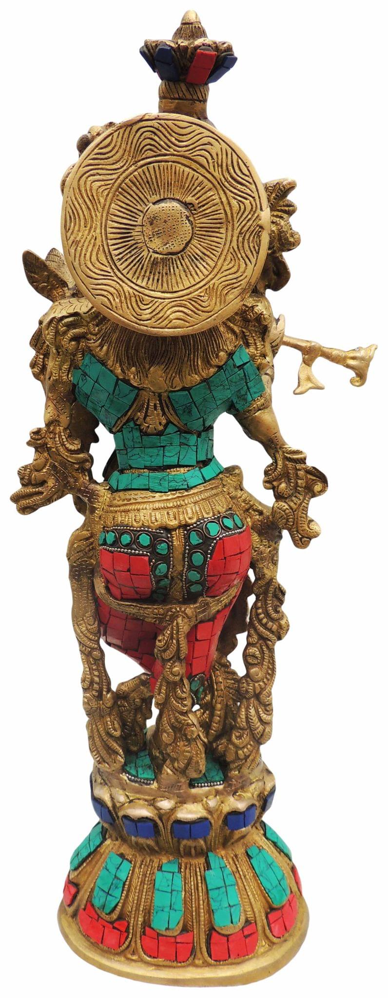 Brass Showpiece Krishna Statue - 6.5*4*18.5 Inch (BS519)
