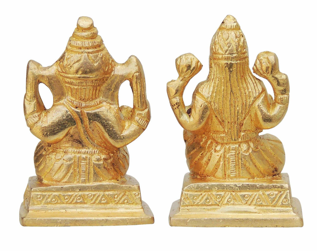 Brass Showpiece Laxmi Ganesh Pair God Idol Statue - 3.5*1.3*2.7 Inch (BS643)