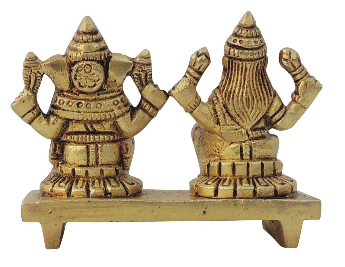 Brass Showpiece Laxmi Ganesh One Same Base God Idol Statue - 3*1.2*2.5 inch (BS645 D)