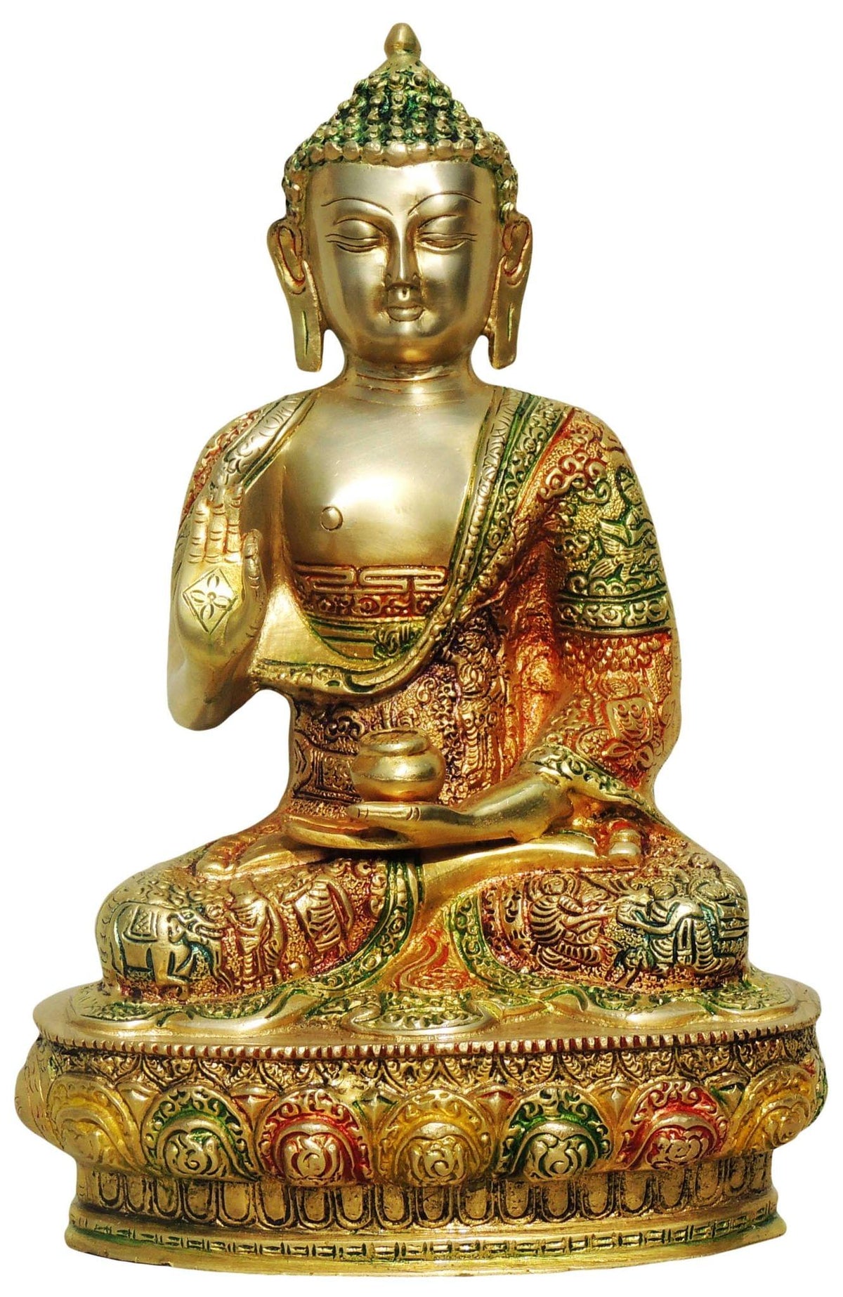 Brass Showpiece Buddha Big Statue - 8.4*5*12.5 inch (BS660 B)