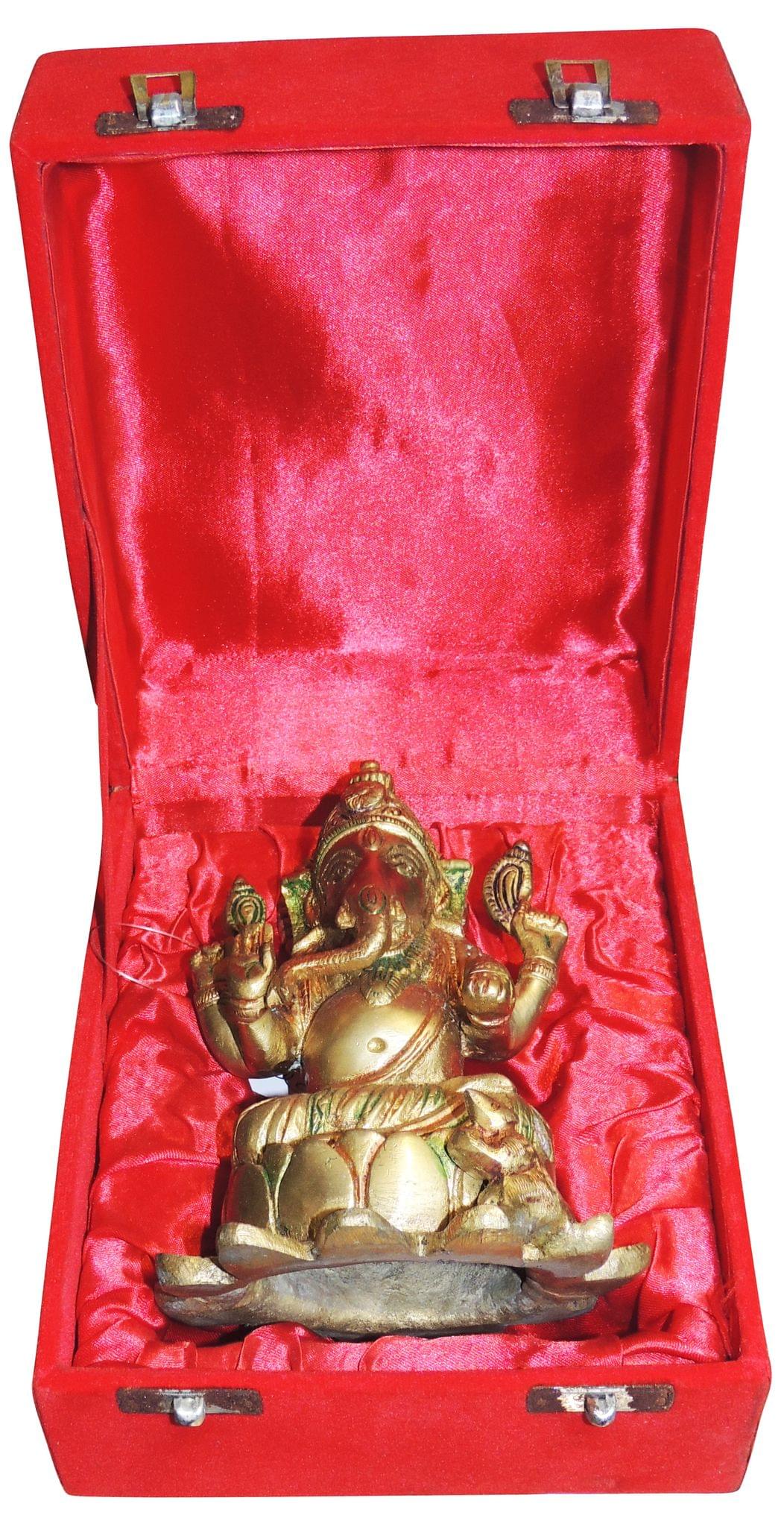 Brass Showpiece Ganesh Ji Statue - 4.5*4*6 Inch (BS664 B)