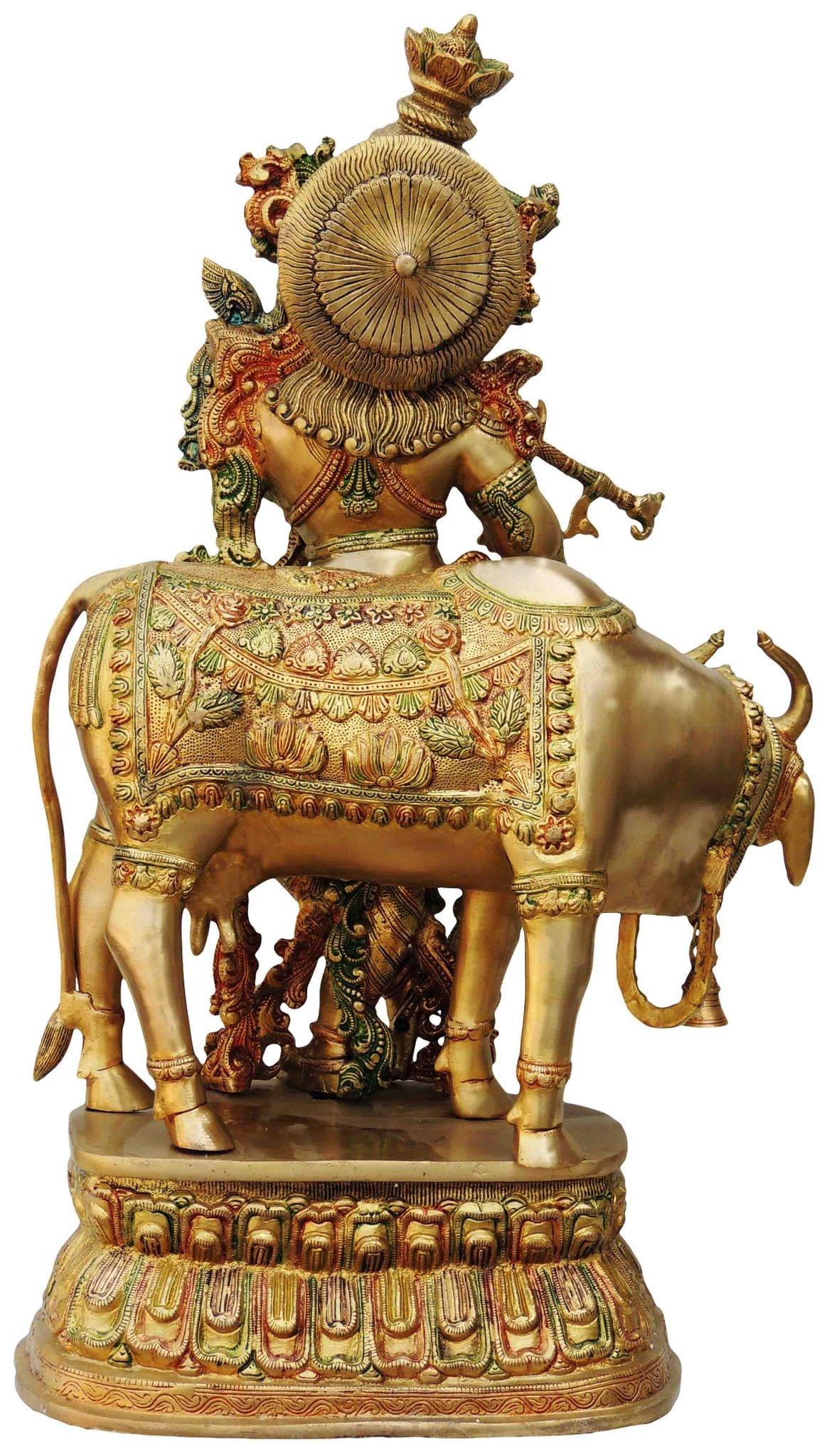 Brass Krishna with Cow Big Idol-17*10*28 (BS690 A)