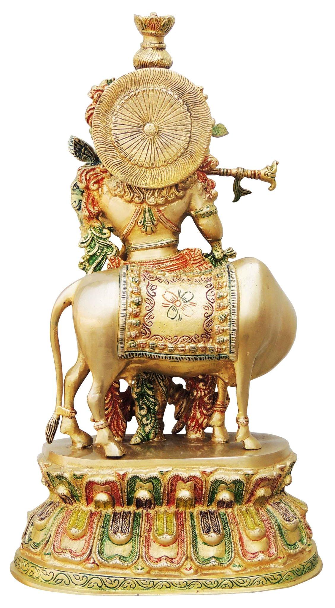 Brass Krishna with Cow Big Idol-11.8*7*20.5 (BS690 B)