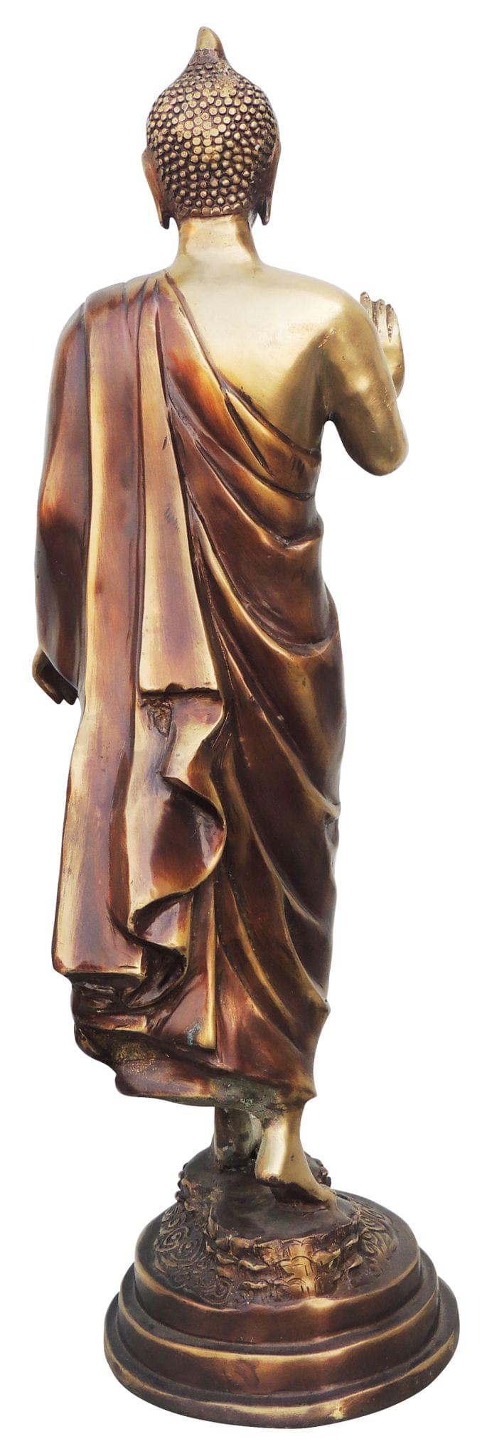 Brass Showpiece Standing Budha Statue - 8*7.4*25.8 Inch (BS695 A)
