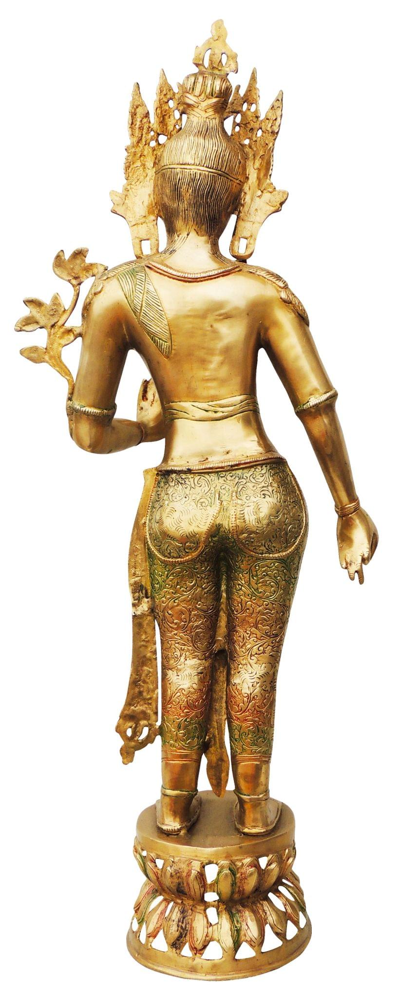 Brass Showpiece Tara Devi Colour Statue - 13*8*33 Inch (BS825 A)