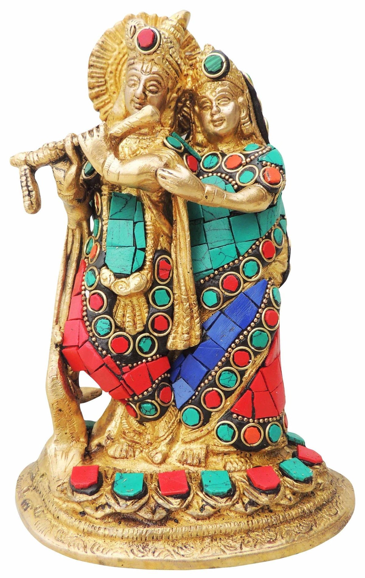 Brass Showpiece Radha Krishna God Idol Statue - 5*3.5*7.5 inch (BS836 B)