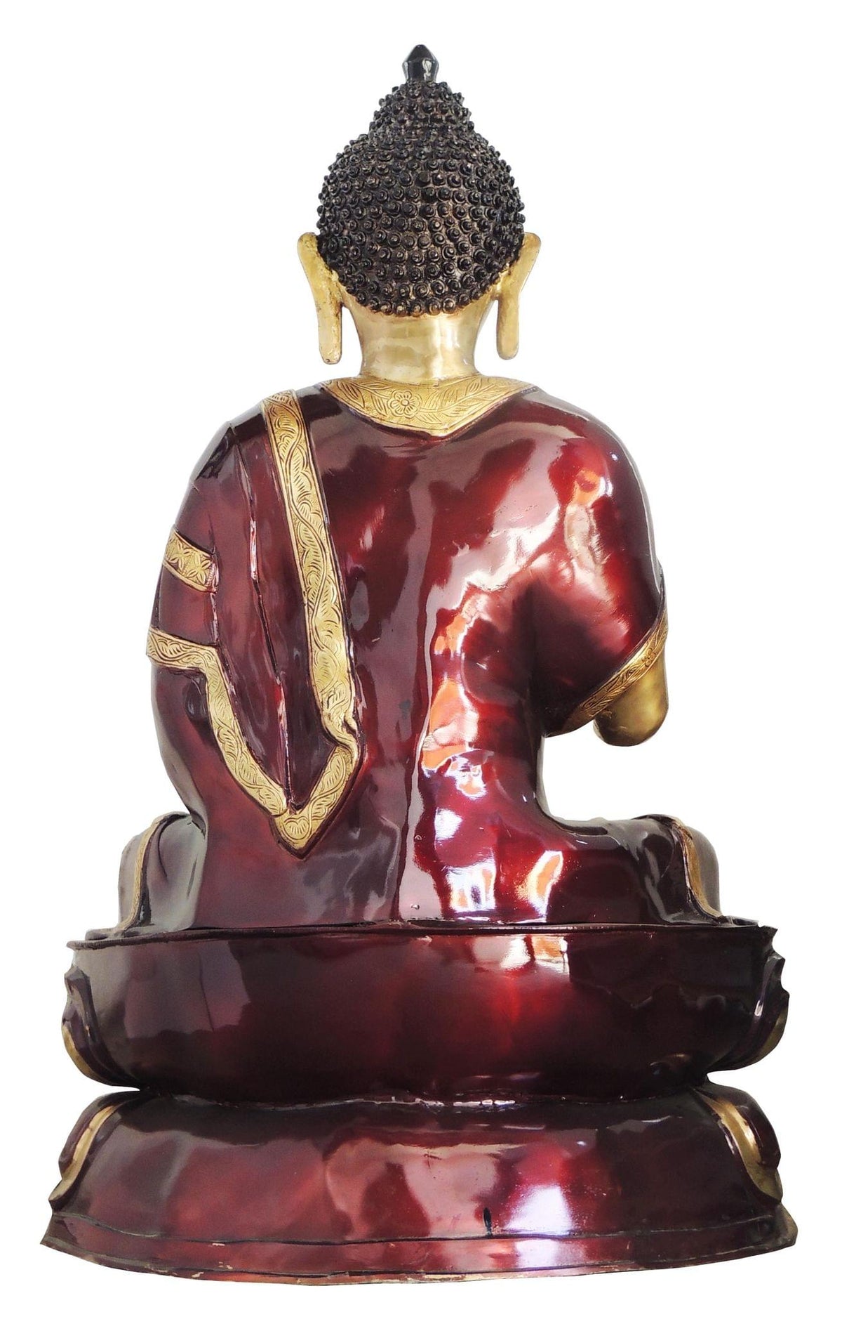 Brass Showpiece Budha Statue With Antique Finish - 24.5*18*37 Inch (BS867 A)