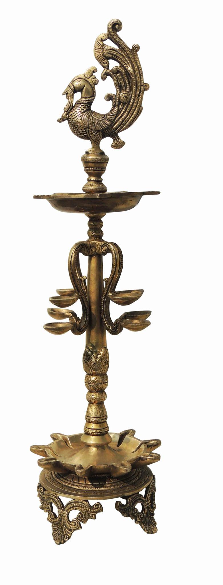Brass Showpiece Hen (Murga) Deepak Statue - 7*7*25 Inch (BS905 A)