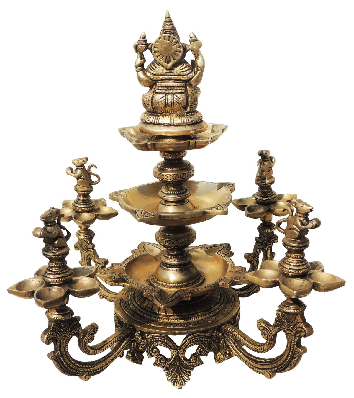 Brass Showpiece Ganesh Multi Deepak - 13.4*13.4*16 Inch (BS907 A)