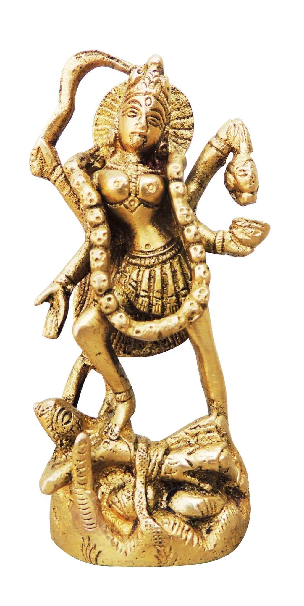 Brass Showpiece Kali Maa God Idol Statue - 2*1.2*4.6 inch (BS954 B)