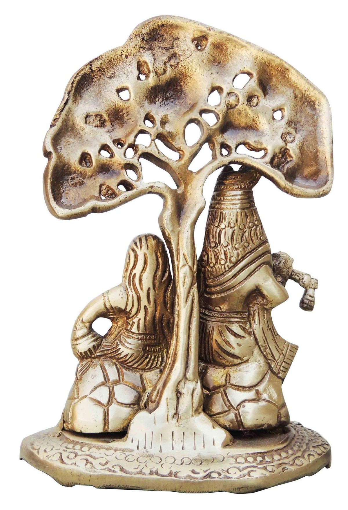 Brass Showpiece Radha Krishna With Tree Statue - 4.7*3*6.5 Inch (BS962 A)