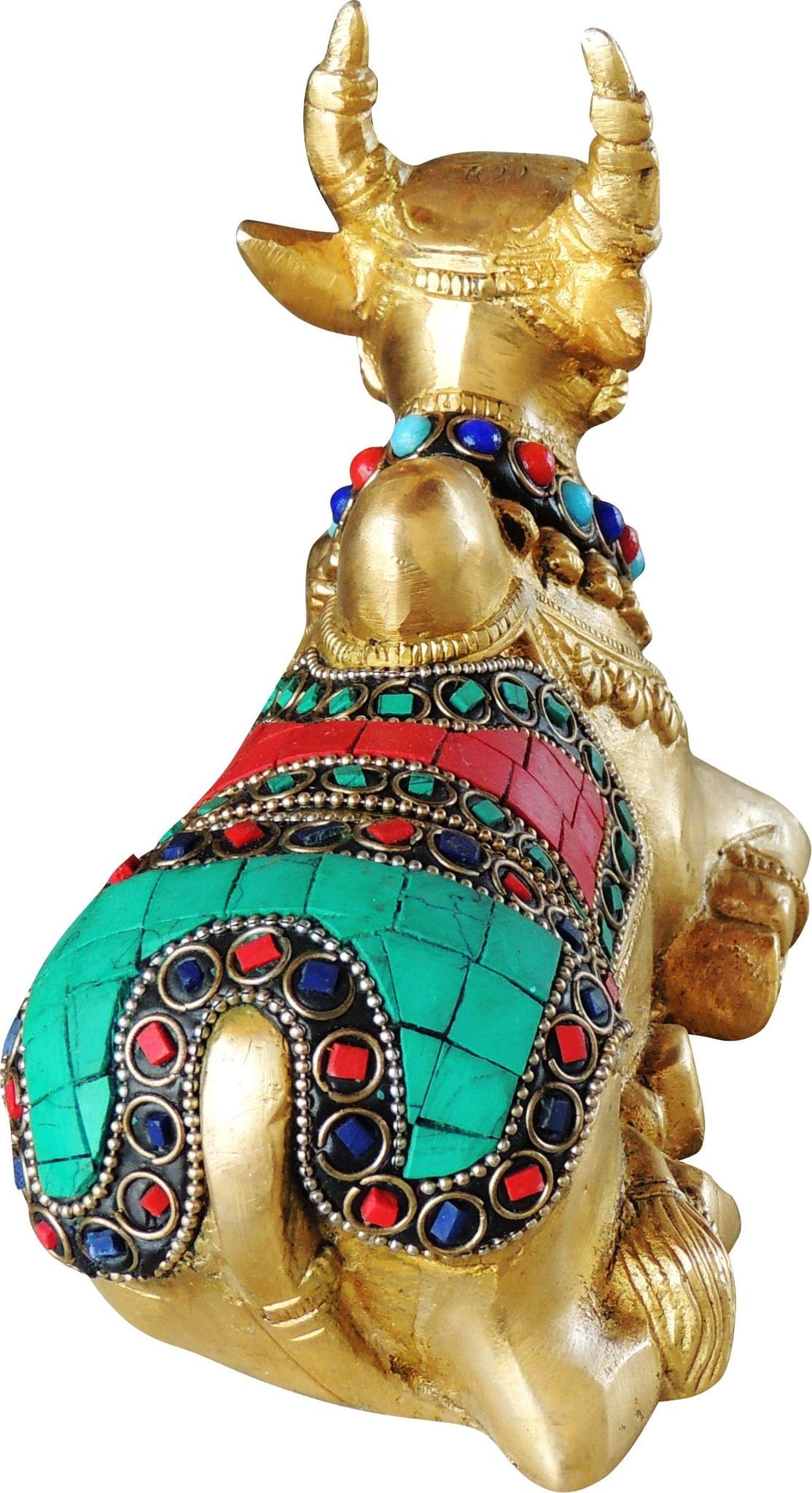 Brass Showpiece Nandi Idol Statue - 7*3*5 inch (BS998 A)