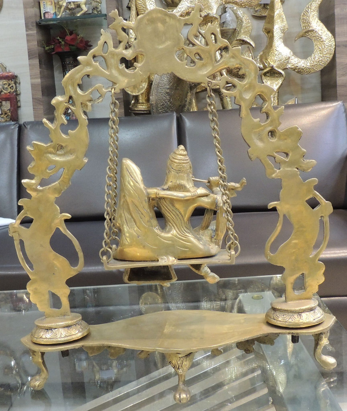 Brass Showpiece Radha Krishna Jhula God Idol Statue - 15*4.6*17.6 Inch (BS1020 A)