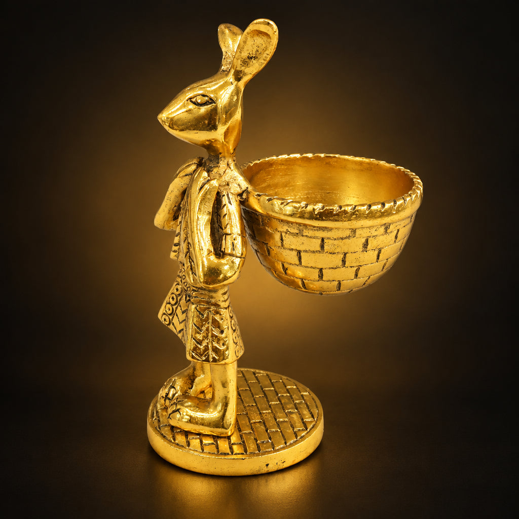 Aluminium Showpiece Rabbit Basket - 5*3.5*8 Inch (AS494 G)