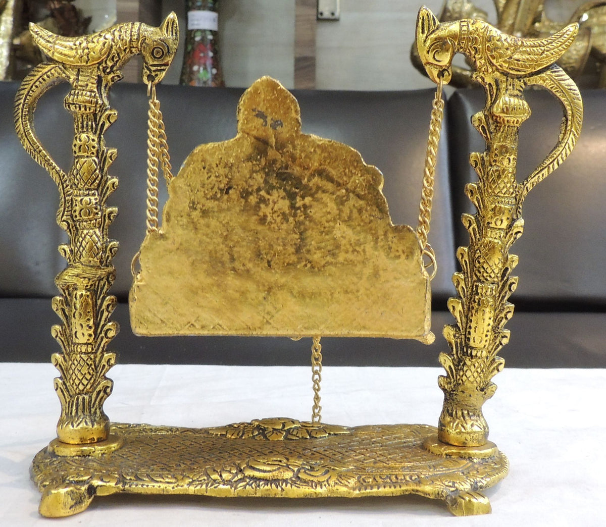 Aluminium Showpiece Peacock Jhula - 8*3*6.5 Inch (AS426 N)