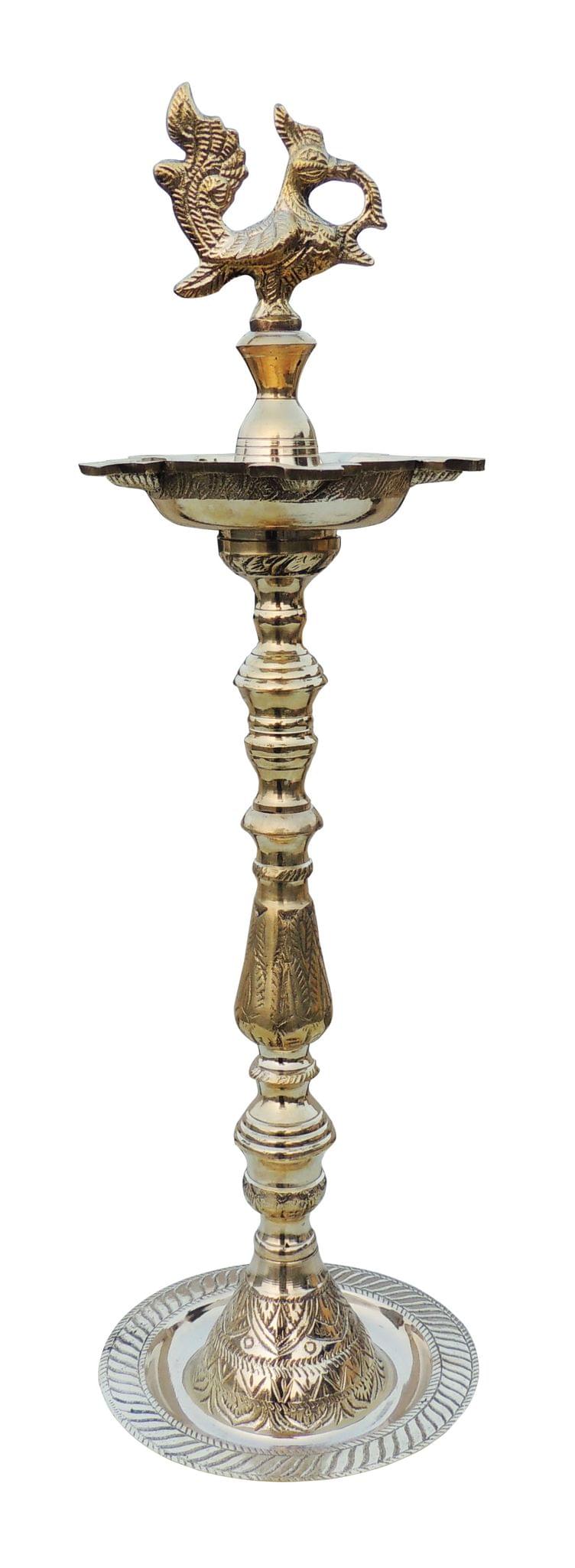 Brass Table Decor Mahabharat Oil Lamp, Deepak - 6.5*6.5*22.5 Inch (F686 D)
