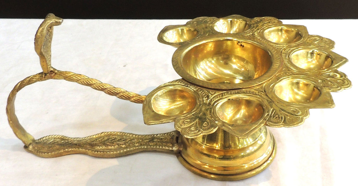 Brass Showpiece Ganga Arti, 7 Wicks - 11.5*8*5.2 Inch (F721 D)