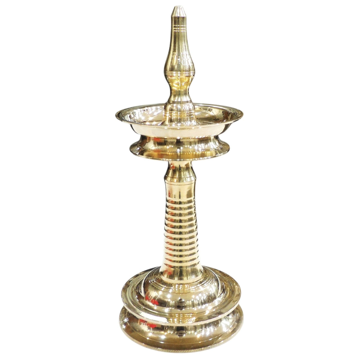 Brass Home Decorative Round Kerala Fancy Deepak, Oil Lamp - 6*6*14.5 Inch (F791 I)