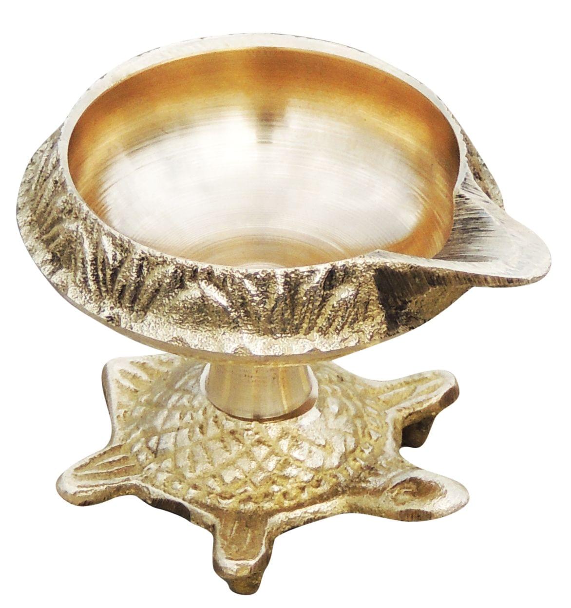 Brass Table Decor Oil Lamp Deepak On Tortoise - 2.2*1.7*1.5 inch (Z141 B)