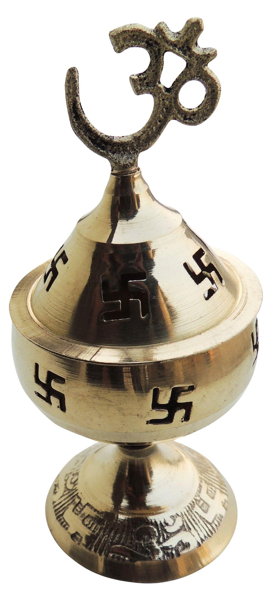 Brass Table Decor Oil Lamp Om Pakija Deepak - 2.6*2.6*3 inch (Z164 C)