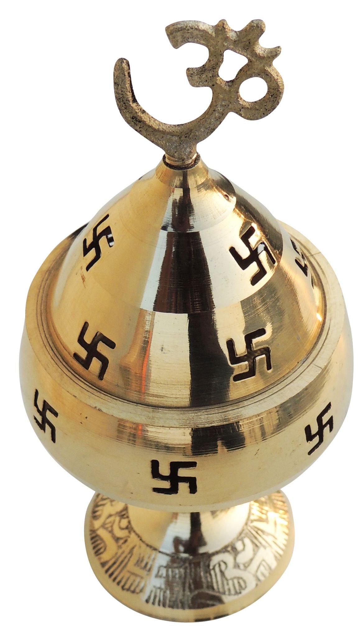Brass Table Decor Oil Lamp Om Pakija Deepak - 2.3*2.3*4.1 inch (Z164 E)
