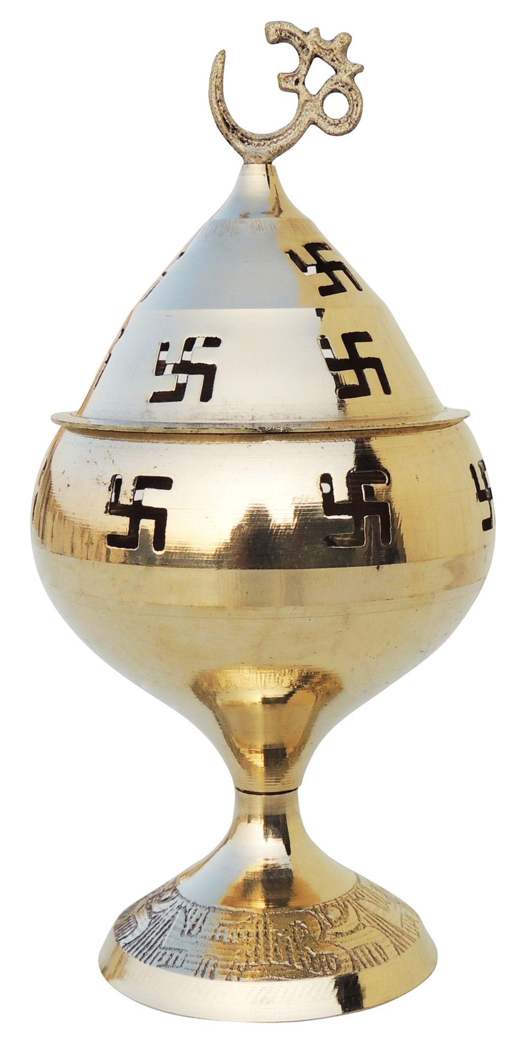 Brass Table Decor Oil Lamp Om Pakija Deepak - 2*2*3.5 inch (Z164 D)