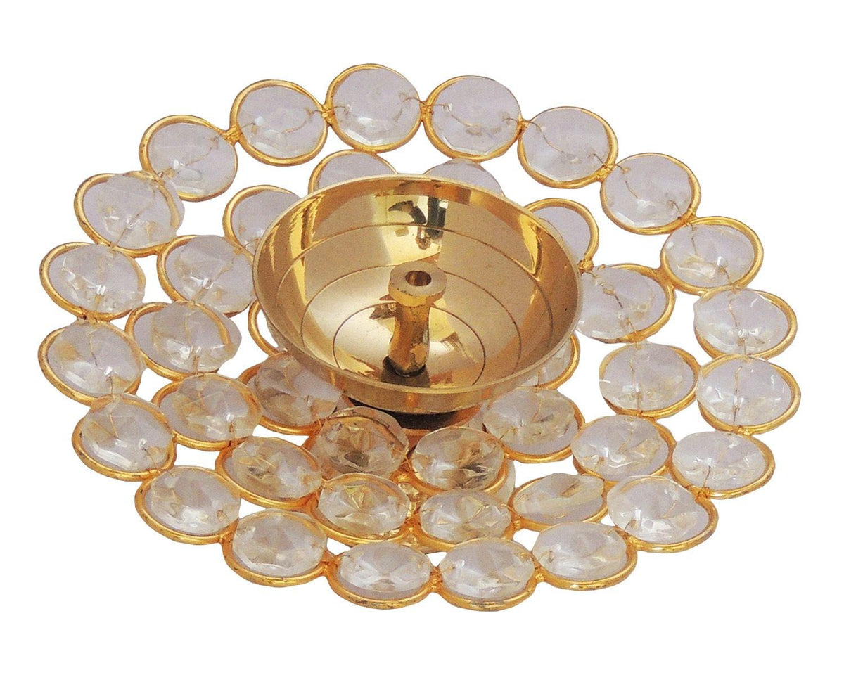 Round Crystal Diya No. 2 - 5*5*1 inch (Z217 B) 2 Pcs)