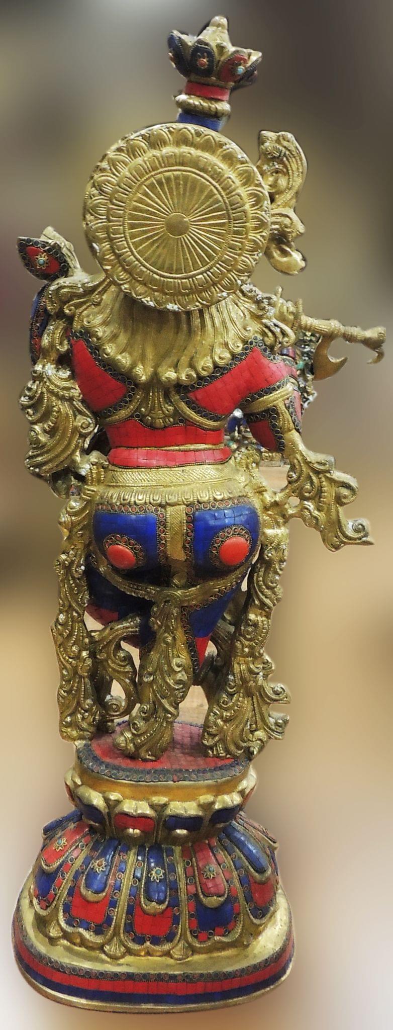 Brass Showpiece Krishna God Idol Statue - 14*8.5*36 Inch (BS1553 K)