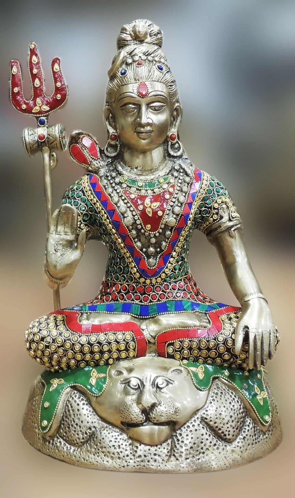 Brass Showpiece Shiv Ji Hill God Idol Statue - 9.5*8.5*15.5 Inch (BS1558 A)