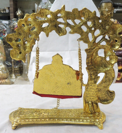 Aluminium Showpiece Tree Jhula Statue - 10*4*10.5 Inch (AS426 O)