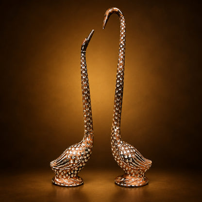 Aluminium Showpiece Duck Pair Statue - 4*3*20 Inch (AN233 A)
