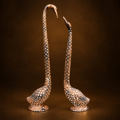 Aluminium Showpiece Duck Pair Statue - 4*3*20 Inch (AN233 A)