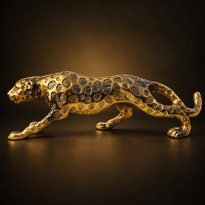Aluminium Home Decorative Leopard Showpiece Statue - 16*3*5 Inch (AN256 B)