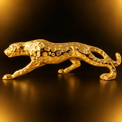 Aluminium Home Decorative Leopard Showpiece Statue - 15.5*3*5 Inch (AN256 G)
