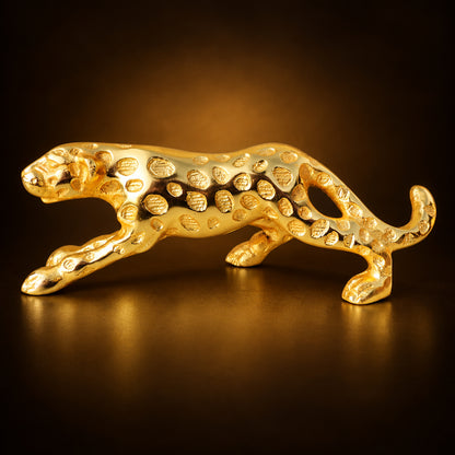 Aluminium Home Decorative Leopard Showpiece Statue - 9*2.2*2.5 Inch (AN257 G)