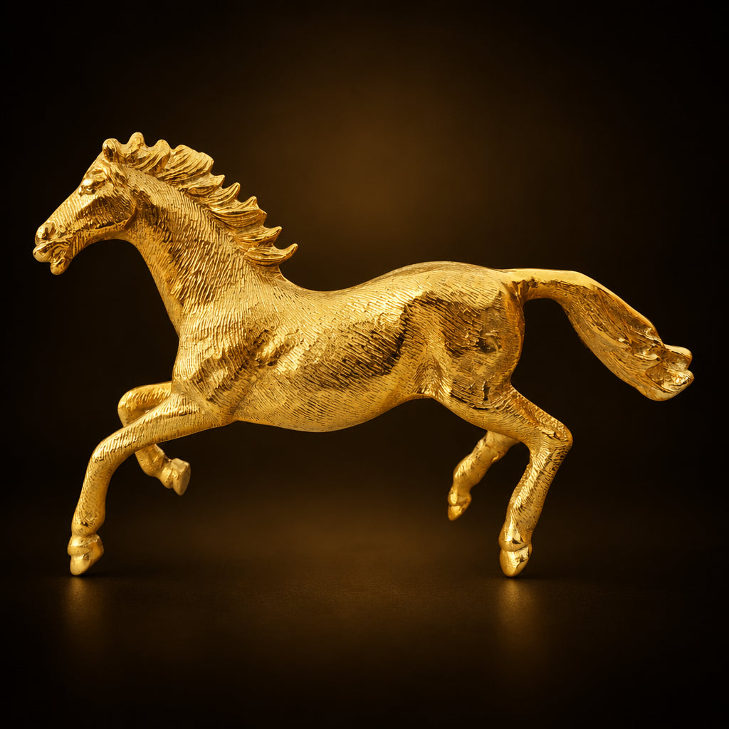 Aluminium Home Decorative Running Horse Showpiece Statue - 12*2.5*7.5 Inch (AN258 G)
