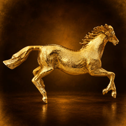 Aluminium Home Decorative Running Horse Showpiece Statue - 12*2.5*7.5 Inch (AN258 G)