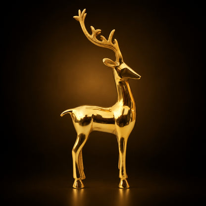 Aluminium Home Decorative Deer Showpiece Statue - 7*2.5*15 Inch (AN260 G)