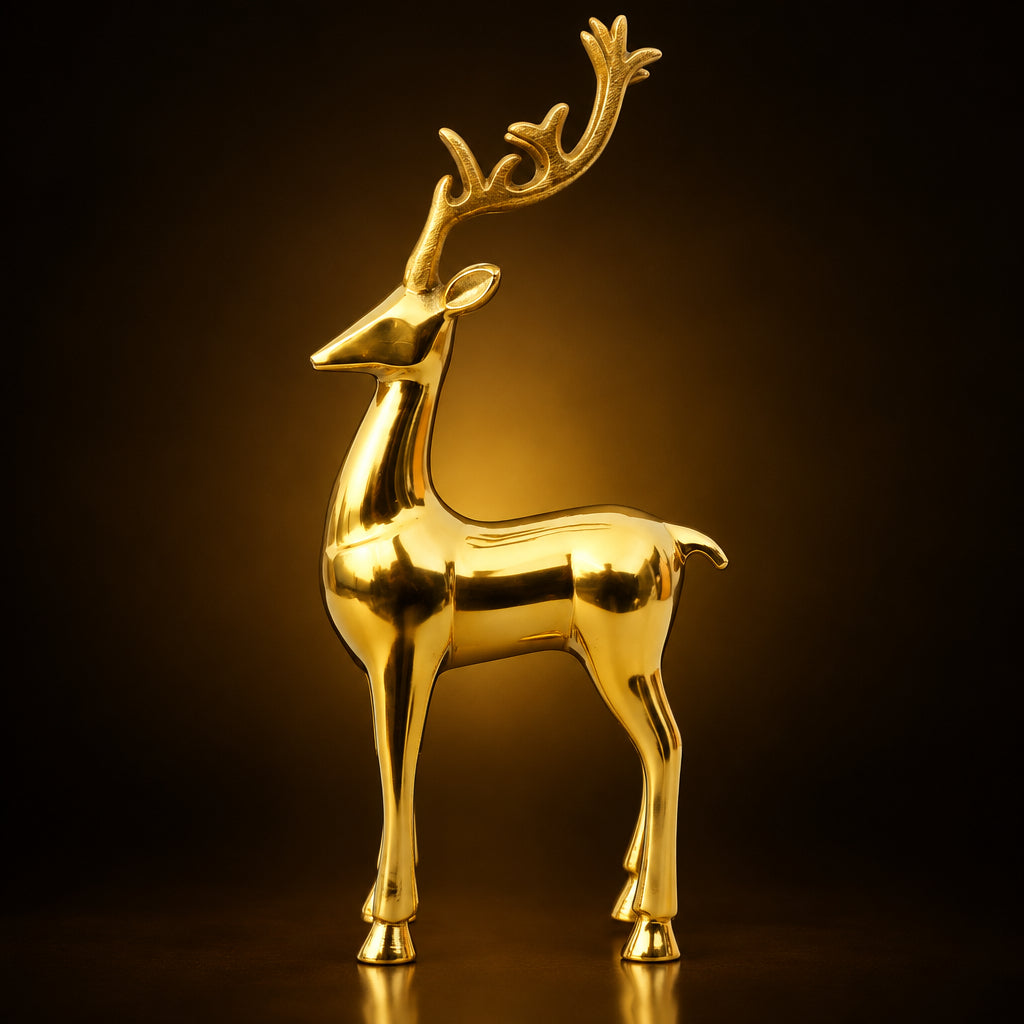 Aluminium Home Decorative Deer Showpiece Statue - 7*2.5*15 Inch (AN260 G)