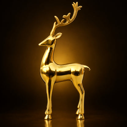 Aluminium Home Decorative Deer Showpiece Statue - 7*2.5*15 Inch (AN260 G)